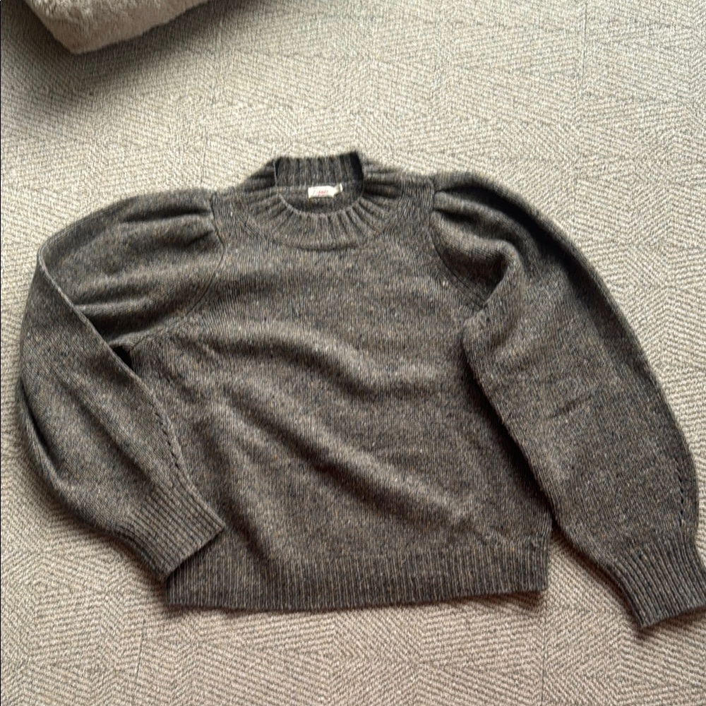 Faherty Gray Puff Sleeve Sweater